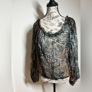 Sheer XXL multiprint Blouse
